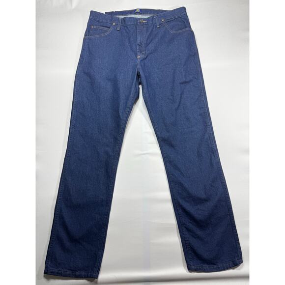 NWT Wrangler 47MWZ Men's Regular Fit Straight Leg Blue Denim Jeans - Size 38x34 - Picture 1 of 7